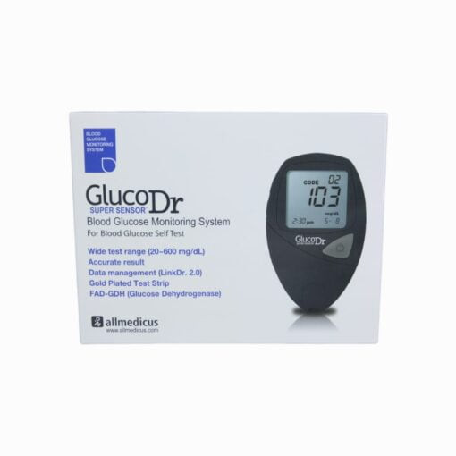 <p>Blood glucose meter<br>Electrochemical Method<br>GlucoDr Test Strip<br>30 ~ 600mg/dL<br>11 seconds</p>