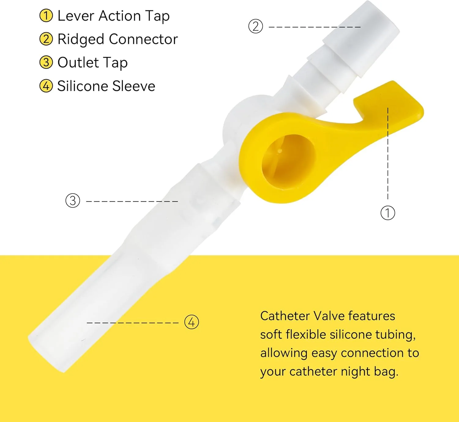 Catheter Valve 1 Pack – Sterile, Single-Use Urine Drainage Valves with Safety Lever, Universal Connector, and Soft Silicone Tubing – One-Hand Operation, Leak-Proof & Comfortable Design <div id="featurebullets_feature_div" class="celwidget" data-feature-name="featurebullets" data-csa-c-type="widget" data-csa-c-content-id="featurebullets" data-csa-c-slot-id="featurebullets_feature_div" data-csa-c-asin="B0CP6TC14X" data-csa-c-is-in-initial-active-row="false" data-csa-c-id="4bfw7g-3hnn9c-l4ej6o-j53dhk" data-cel-widget="featurebullets_feature_div"> <div id="feature-bullets" class="a-section a-spacing-medium a-spacing-top-small" style="margin-top: 8px !important; margin-bottom: 0px;"> <ul class="a-unordered-list a-vertical a-spacing-mini" style="margin: 0px 0px 0px 18px; padding: 0px;"> <li class="a-spacing-mini" style="margin: 0px;"><span class="a-list-item">Sterile and Single-Use Design (1 Pack) - Each catheter valve is individually packaged and sterile, making it suitable for intermittent urinary drainage in home care settings. Clean, convenient, and ready to use.</span></li> <li class="a-spacing-mini" style="margin: 0px;"><span class="a-list-item">Leak-Proof with Safety Lever - Designed with a secure-locking lever to prevent accidental opening and leakage, providing peace of mind during daily movement or rest.</span></li> <li class="a-spacing-mini" style="margin: 0px;"><span class="a-list-item">Universal Fit and Easy Connection - The universal stepped connector is compatible with most Foley, urethral, and suprapubic catheters. Flexible silicone tubing allows easy attachment to night bags or leg bags.</span></li> <li class="a-spacing-mini" style="margin: 0px;"><span class="a-list-item">One-Hand Operation and Comfortable Design - Smooth edges and an ergonomic shape make the valve easy to use with one hand—ideal for seniors, caregivers, and individuals with limited hand strength or mobility.</span></li> <li class="a-spacing-mini" style="margin: 0px;"><span class="a-list-item">Durable, Reliable, and Cost-Effective - Crafted from high-quality materials to ensure consistent performance. A practical and affordable alternative for users seeking discreet and dependable urinary management.</span></li> </ul> </div> </div> <div id="provenanceCertifications_feature_div" class="celwidget" data-feature-name="provenanceCertifications" data-csa-c-type="widget" data-csa-c-content-id="provenanceCertifications" data-csa-c-slot-id="provenanceCertifications_feature_div" data-csa-c-asin="B0CP6TC14X" data-csa-c-is-in-initial-active-row="false" data-csa-c-id="eenybv-4y3y2a-qfvmyu-1oopke" data-cel-widget="provenanceCertifications_feature_div"></div> <div id="handmadeArtisanCard_feature_div" class="celwidget" data-feature-name="handmadeArtisanCard" data-csa-c-type="widget" data-csa-c-content-id="handmadeArtisanCard" data-csa-c-slot-id="handmadeArtisanCard_feature_div" data-csa-c-asin="B0CP6TC14X" data-csa-c-is-in-initial-active-row="false" data-csa-c-id="xruthb-h6yt19-3fiumo-tts9c9" data-cel-widget="handmadeArtisanCard_feature_div"></div> <div id="globalStoreInfoBullets_feature_div" class="celwidget" data-feature-name="globalStoreInfoBullets" data-csa-c-type="widget" data-csa-c-content-id="globalStoreInfoBullets" data-csa-c-slot-id="globalStoreInfoBullets_feature_div" data-csa-c-asin="B0CP6TC14X" data-csa-c-is-in-initial-active-row="false" data-csa-c-id="tjjeak-owo1g0-jf4ess-j50kls" data-cel-widget="globalStoreInfoBullets_feature_div"></div> <div id="HLCXComparisonJumplink_feature_div"></div> <div id="addOnItem_feature_div" class="celwidget" data-feature-name="addOnItem" data-csa-c-type="widget" data-csa-c-content-id="addOnItem" data-csa-c-slot-id="addOnItem_feature_div" data-csa-c-asin="B0CP6TC14X" data-csa-c-is-in-initial-active-row="false" data-csa-c-id="kmnk2w-funclu-rt1h3k-h92se1" data-cel-widget="addOnItem_feature_div"></div> <div id="giftcard-holiday-availability-messaging_feature_div" class="celwidget" data-feature-name="giftCardHolidayAvailabilityMessaging" data-csa-c-type="widget" data-csa-c-content-id="giftCardHolidayAvailabilityMessaging" data-csa-c-slot-id="giftcard-holiday-availability-messaging_feature_div" data-csa-c-asin="B0CP6TC14X" data-csa-c-is-in-initial-active-row="false" data-csa-c-id="c31x45-nfzde-vdblip-mu32kf" data-cel-widget="giftcard-holiday-availability-messaging_feature_div"></div> <div id="olp_feature_div" class="celwidget" data-feature-name="olp" data-csa-c-type="widget" data-csa-c-content-id="olp" data-csa-c-slot-id="olp_feature_div" data-csa-c-asin="B0CP6TC14X" data-csa-c-is-in-initial-active-row="false" data-csa-c-id="6rvvd5-8sq82e-8us0k1-im05mw" data-cel-widget="olp_feature_div"> <div id="all-offers-display" class="a-section" style="margin: 0px; position: fixed; right: -620px; width: 602px; max-width: 90vw; bottom: 0px; z-index: 290; border-width: 0px; top: 0px; text-align: initial; font-size: 13px; overflow: visible !important;"></div>   </div> <div id="tellAmazon_feature_div" class="celwidget" data-feature-name="tellAmazon" data-csa-c-type="widget" data-csa-c-content-id="tellAmazon" data-csa-c-slot-id="tellAmazon_feature_div" data-csa-c-asin="B0CP6TC14X" data-csa-c-is-in-initial-active-row="false" data-csa-c-id="pdmqwd-motn30-my51ld-2a9bsb" data-cel-widget="tellAmazon_feature_div"> <div class="celwidget c-f" data-csa-op-log-render="" data-csa-c-content-id="DsUnknown" data-csa-c-slot-id="DsUnknown-5" data-csa-c-type="widget" data-csa-c-painter="tell-amazon-desktop-cards" data-csa-c-id="ahsf7i-oqqb6g-bz4nyo-jq5g8" data-cel-widget="tell-amazon-desktop_DetailPage_4"> <div id="CardInstanceNL54Zp8DB58qIF5vAMyNJg" data-card-metrics-id="tell-amazon-desktop_DetailPage_4" data-acp-tracking="{}" data-mix-claimed="true"> <div class="_tell-amazon-desktop_style_tell_amazon_div__1YDZk" data-asin="B0CP6TC14X" data-customer-id="" data-marketplace="ATVPDKIKX0DER" data-session-id="140-1338861-6239221" data-logged-in="false"></div> </div> </div> </div> <div id="buyingOptionNostosBadge_feature_div" class="celwidget" data-feature-name="buyingOptionNostosBadge" data-csa-c-type="widget" data-csa-c-content-id="buyingOptionNostosBadge" data-csa-c-slot-id="buyingOptionNostosBadge_feature_div" data-csa-c-asin="B0CP6TC14X" data-csa-c-is-in-initial-active-row="false" data-csa-c-id="vyzckh-m2q1a6-2nq7x3-1buflo" data-cel-widget="buyingOptionNostosBadge_feature_div"></div> Catheter Valve 1 Pack – Sterile, Single-Use Urine Drainage Valves with Safety Lever, Universal Connector, and Soft Silicone Tubing – One-Hand Operation, Leak-Proof & Comfortable Design