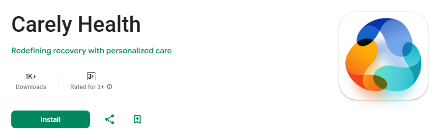 The image is a screenshot of an app store listing for an application called Carely Health.